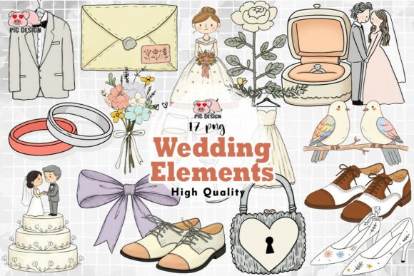 Beautiful Wedding Clipart PNG: Essential Design Elements