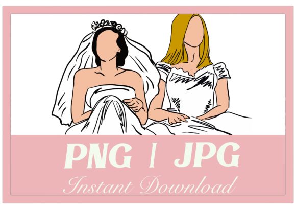 Best Friends Wedding Dress Bride Doodle: A Whimsical Design Asset