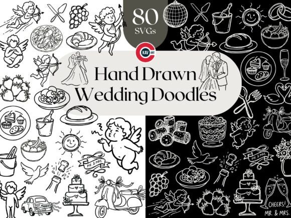 Charming Hand-Drawn Wedding Doodles for Your Designs