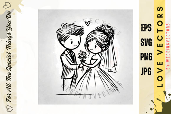 Elegant Wedding Couple and Love Vectors: The C648 Design Collection