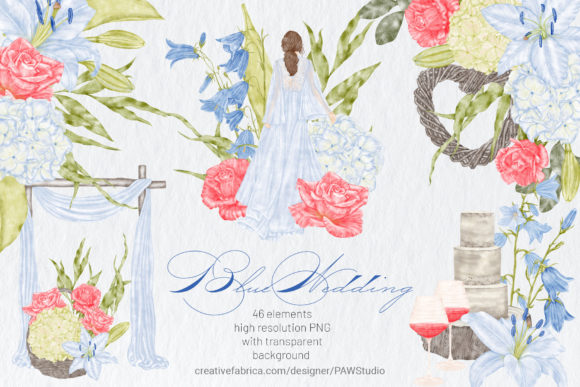 Vintage Blue Wedding Clipart Flowers Bri: Your Complete Design Asset