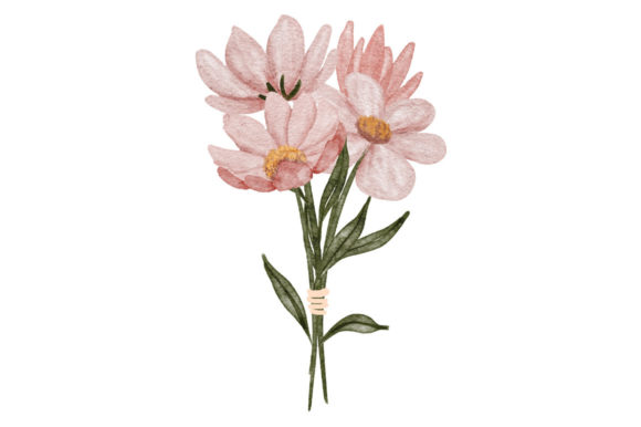 Watercolor Flower Hand Bouquet Wedding: Design Assets