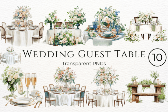 Wedding Guest Table Watercolor Clipart: A Creative Bundle for Designers